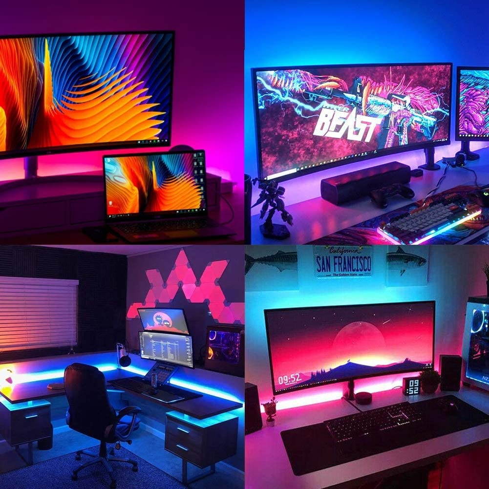 Multi-Color Smart Wifi LED Light Strip with IR and Avatar Controls App Remote Control,  In-Door Wifi Flexible Backlight Strip, RGB Dimmable,  16.4FT/5M, Works with Alexa/ Google Home