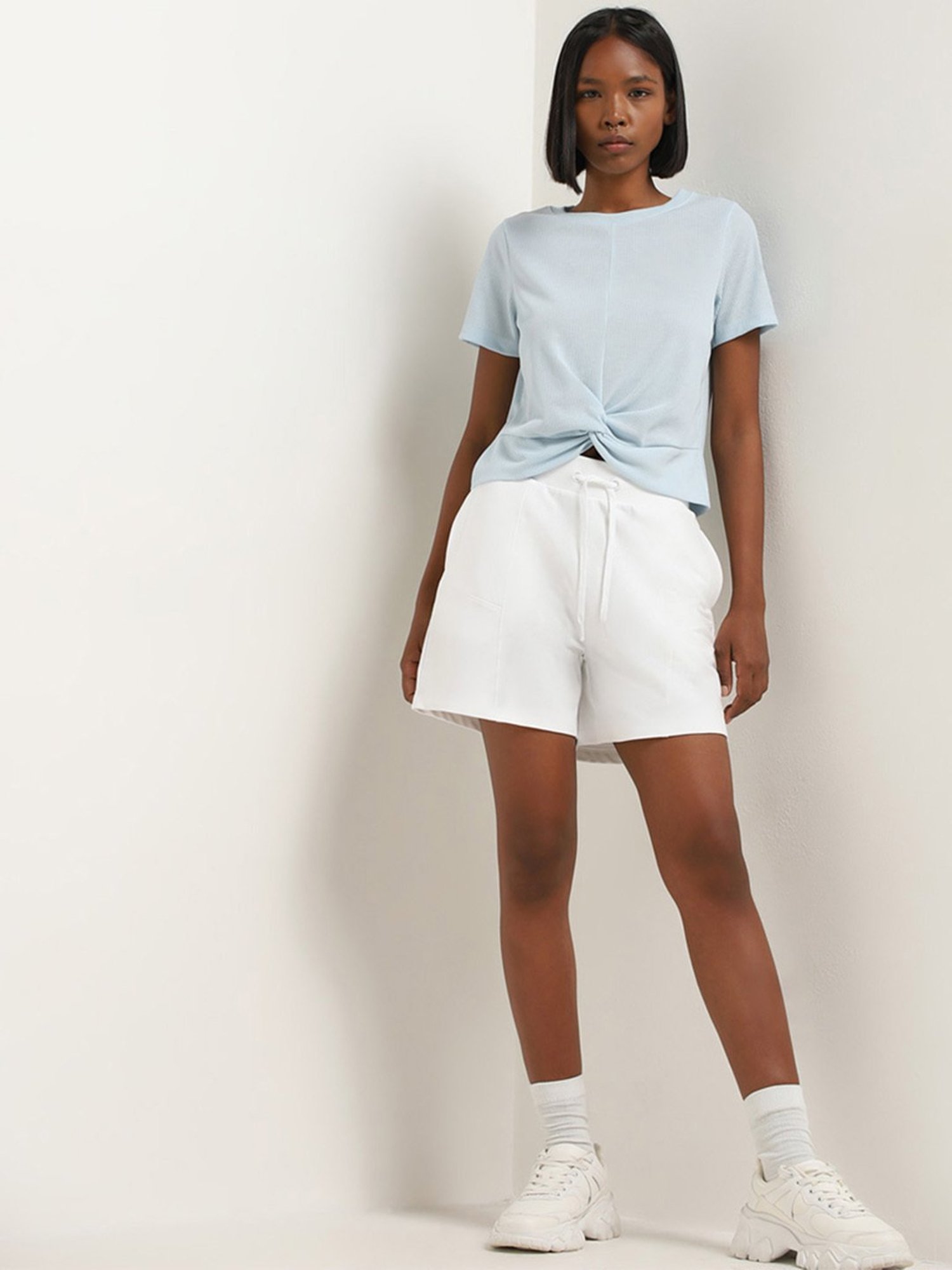 Studiofit by Westside Light Blue Knot Design T-Shirt