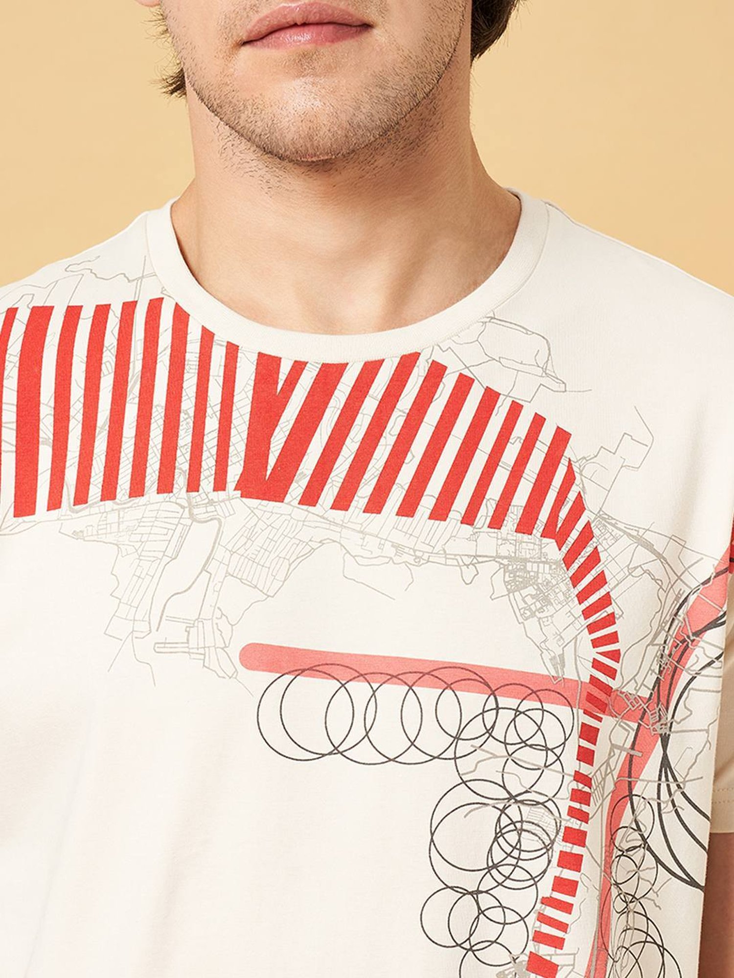 SF Jeans by Pantaloons Sandshell Cotton Slim Fit Printed T-Shirt