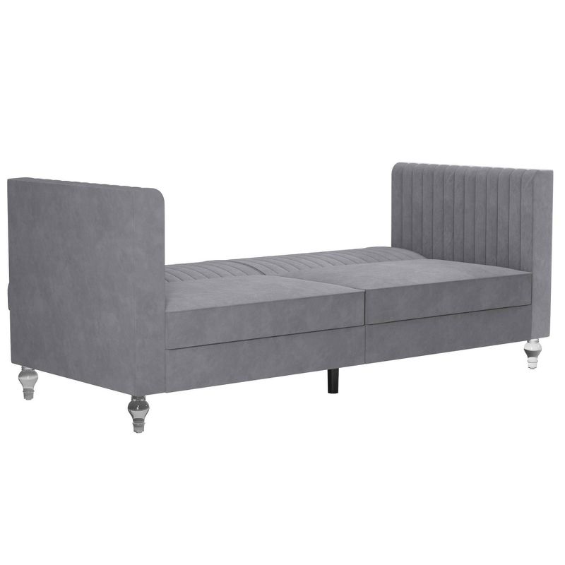 Arabelle Futon with Acrylic Leg Light Gray Velvet - CosmoLiving by Cosmopolitan