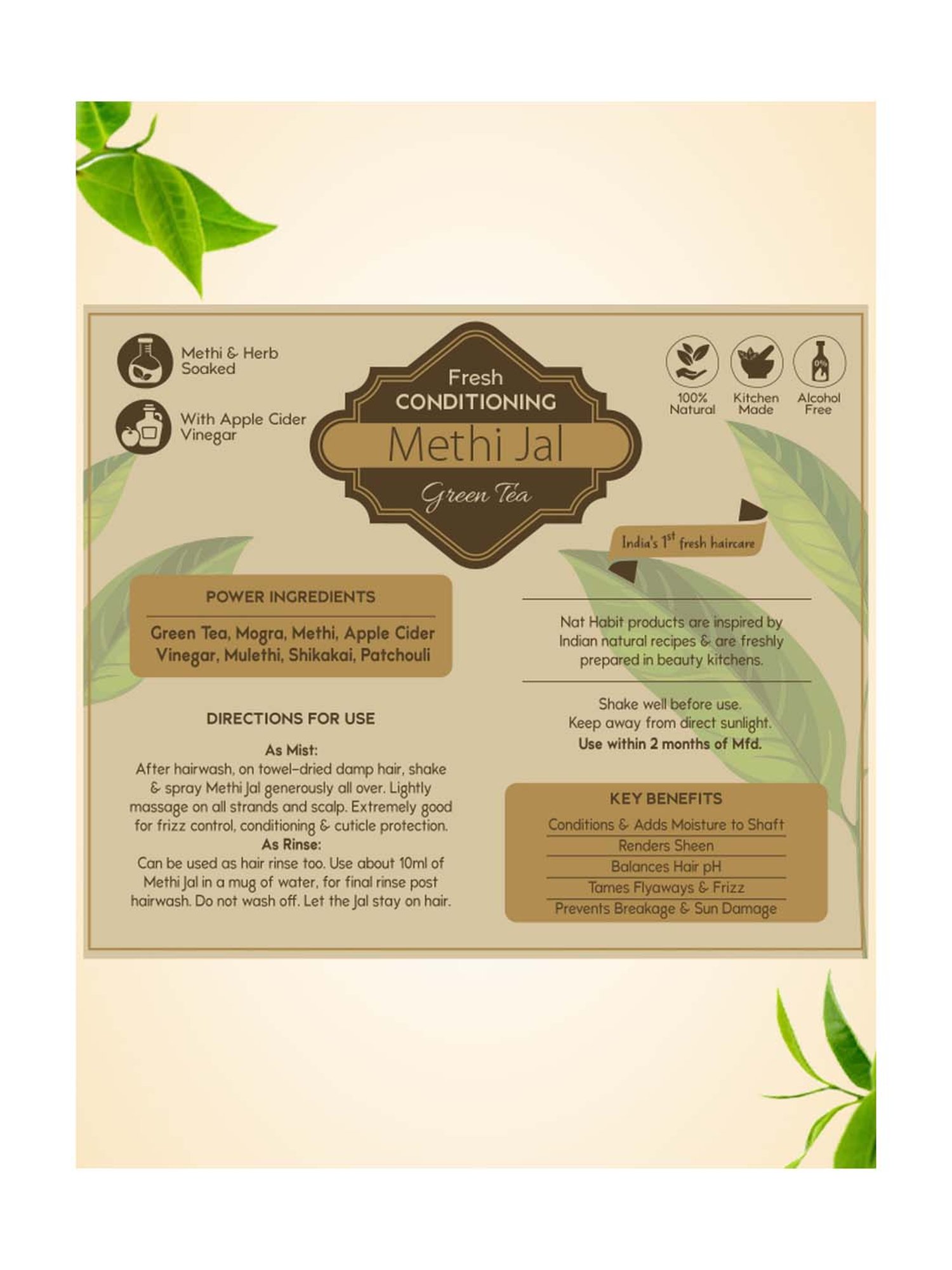 Nat Habit Green Tea Conditioning Methi Jal - 200 ml