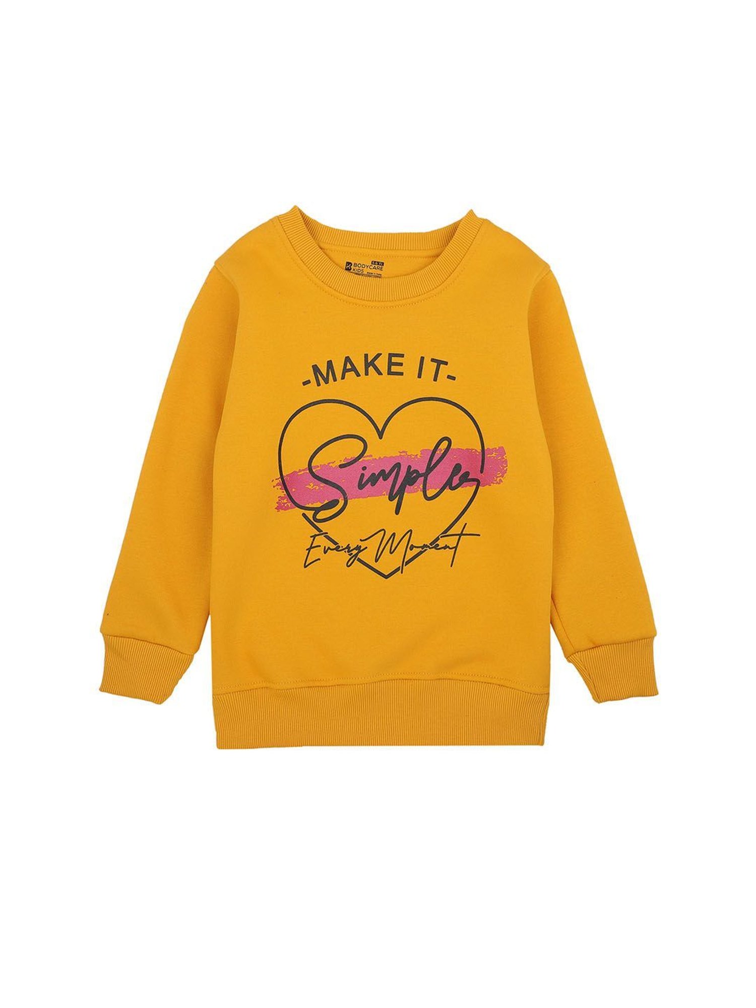 Proteens Kids Mustard Graphic Print Full Sleeves Sweatshirt