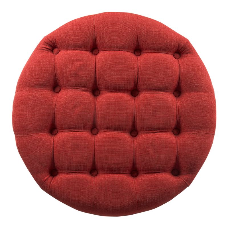 Tufted Round Cocktail Storage Ottoman Red - HomePop