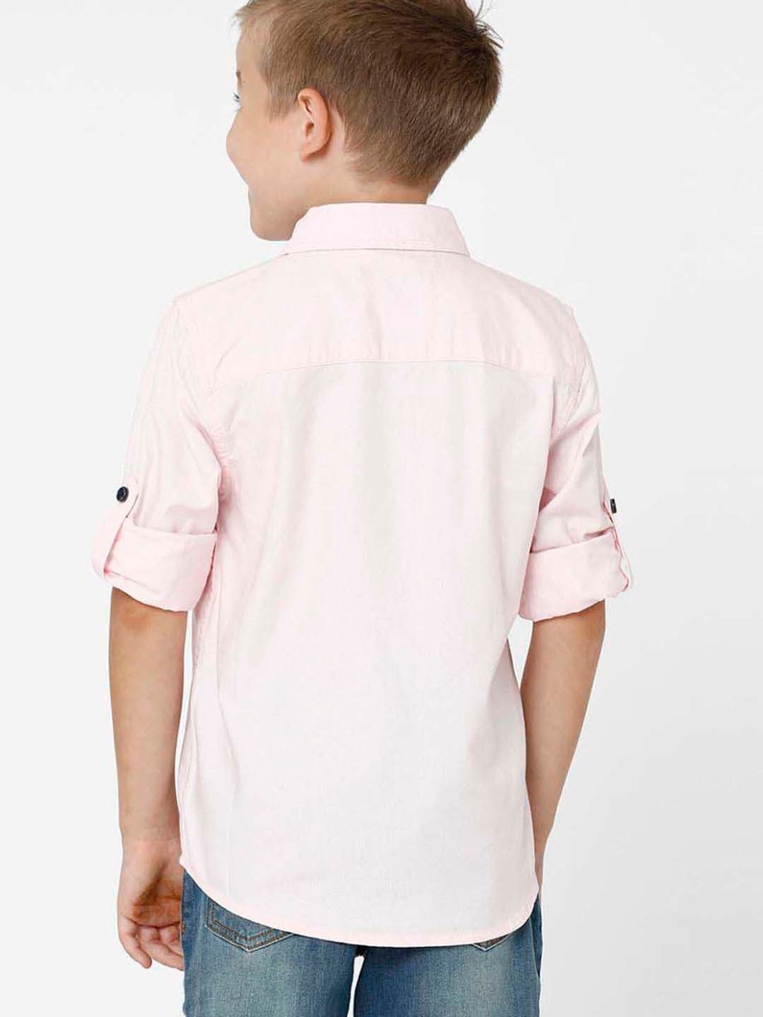 Kate & Oscar Kids Pink Cotton Regular Fit Full Sleeves Shirt