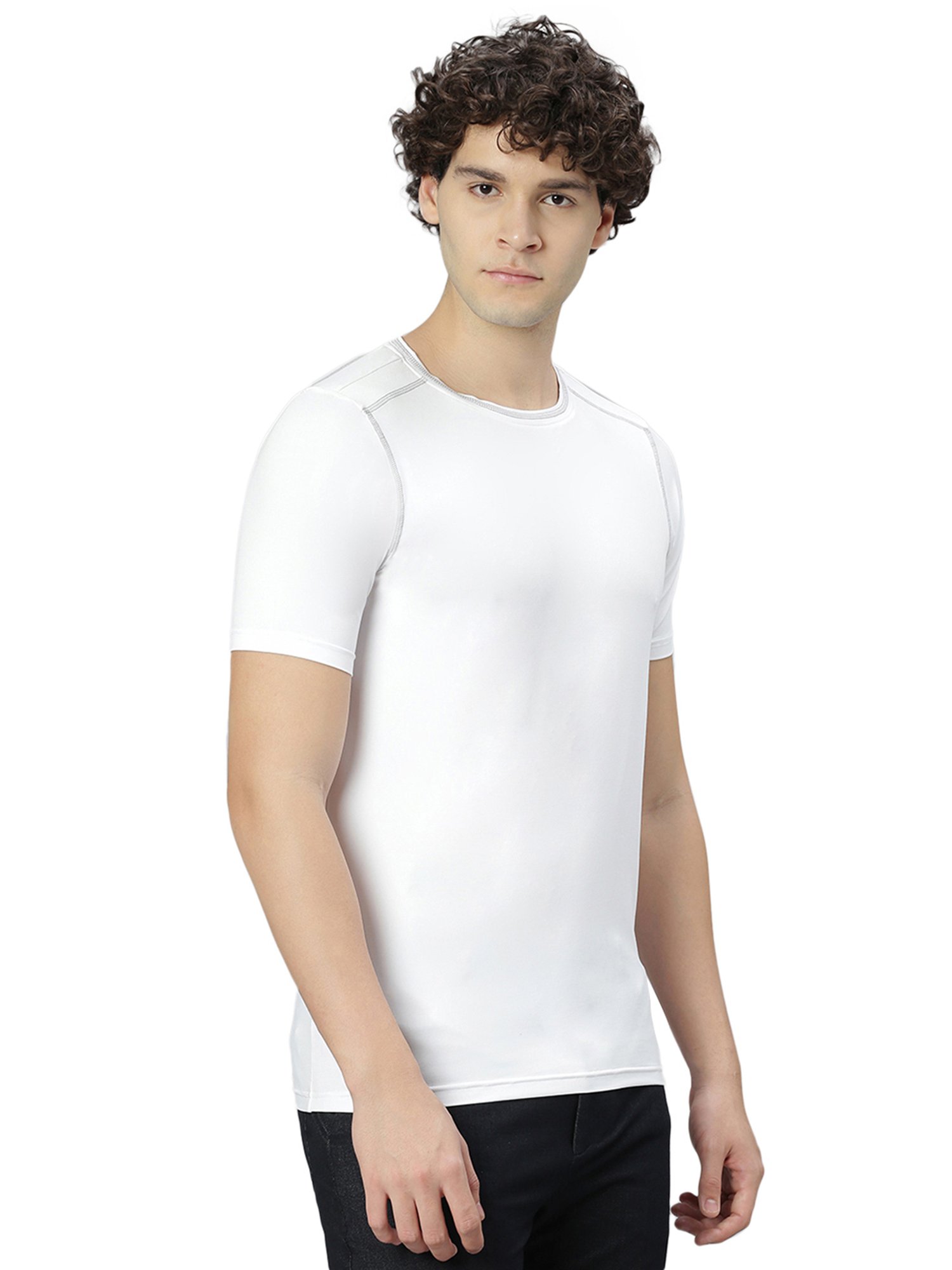 Slowave White Regular Fit Crew T-Shirt