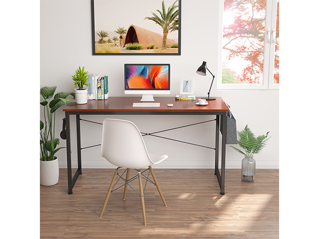 Computer Desk 47 inch Home Office Writing Study Desk, Modern Simple Style Laptop Table with Storage Bag,Rustic Black,GT104