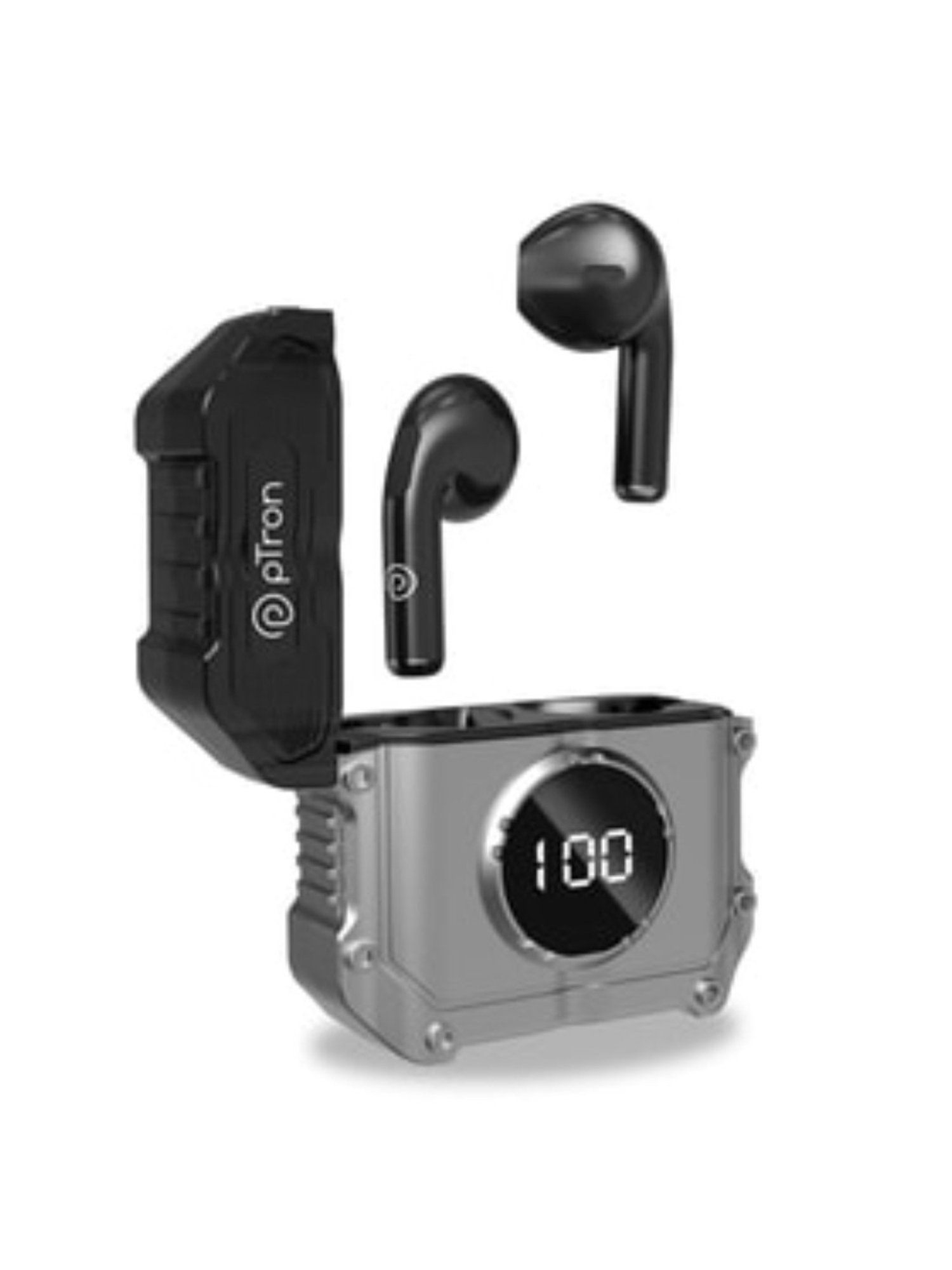 PTron Bassbuds Revv Wireless in Ear Earbuds with Mic, Type-C Fast Charging (Black)