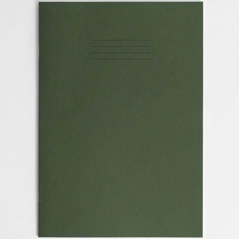 Rhino Exercise Book, A4, 80 page, 8mm ruled & blank alternate pages, Dark Green Cover (Pack of 10)