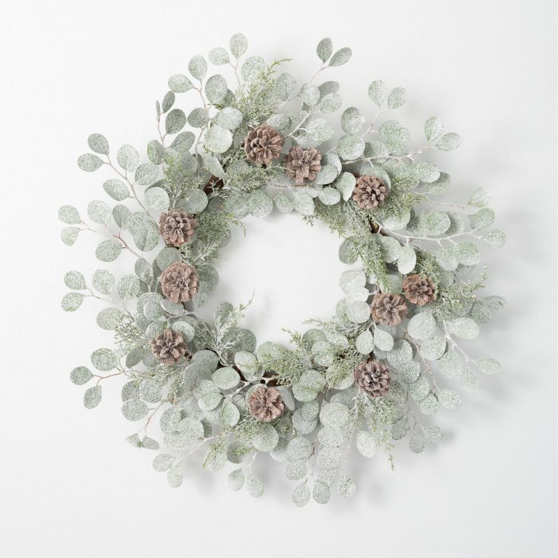 Sullivans Eucalyptus & Pinecone Artificial Wreath 24"H Green