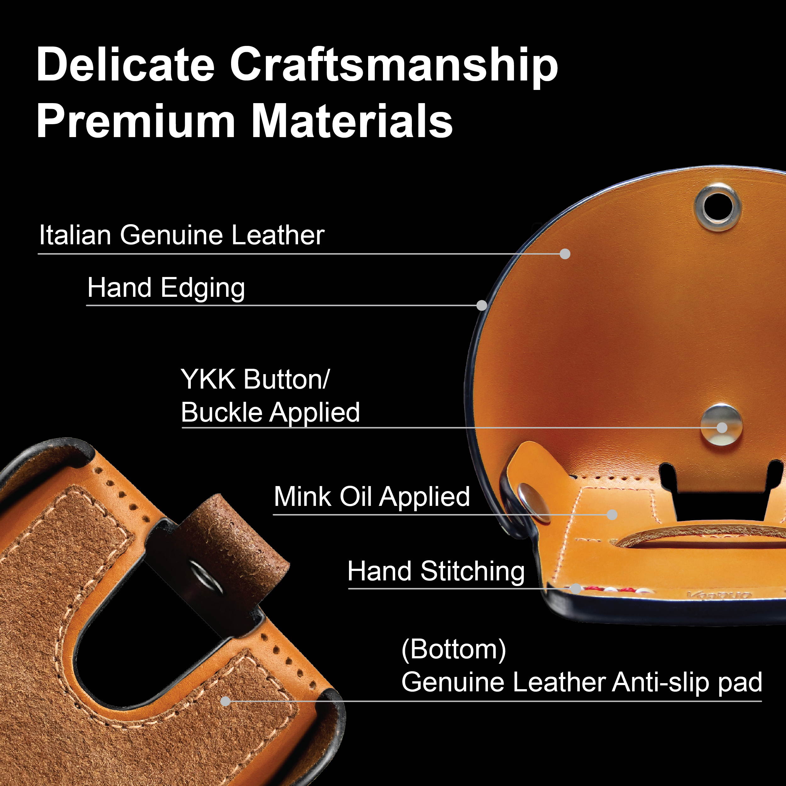 VogDUO- Genuine Leather Stand, MagSafe Charger cable-secured design, Foldable, lightweight, multi-angle, Compatible with iPhone 8 to iPhone 12 Pro Max, Google Pixel, Samsung Galaxy