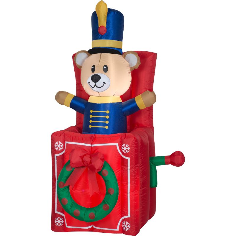 Gemmy Christmas Airblown Inflatable Mixed Media Gnome w/Curved Hat, 5 ft Tall, Multicolored