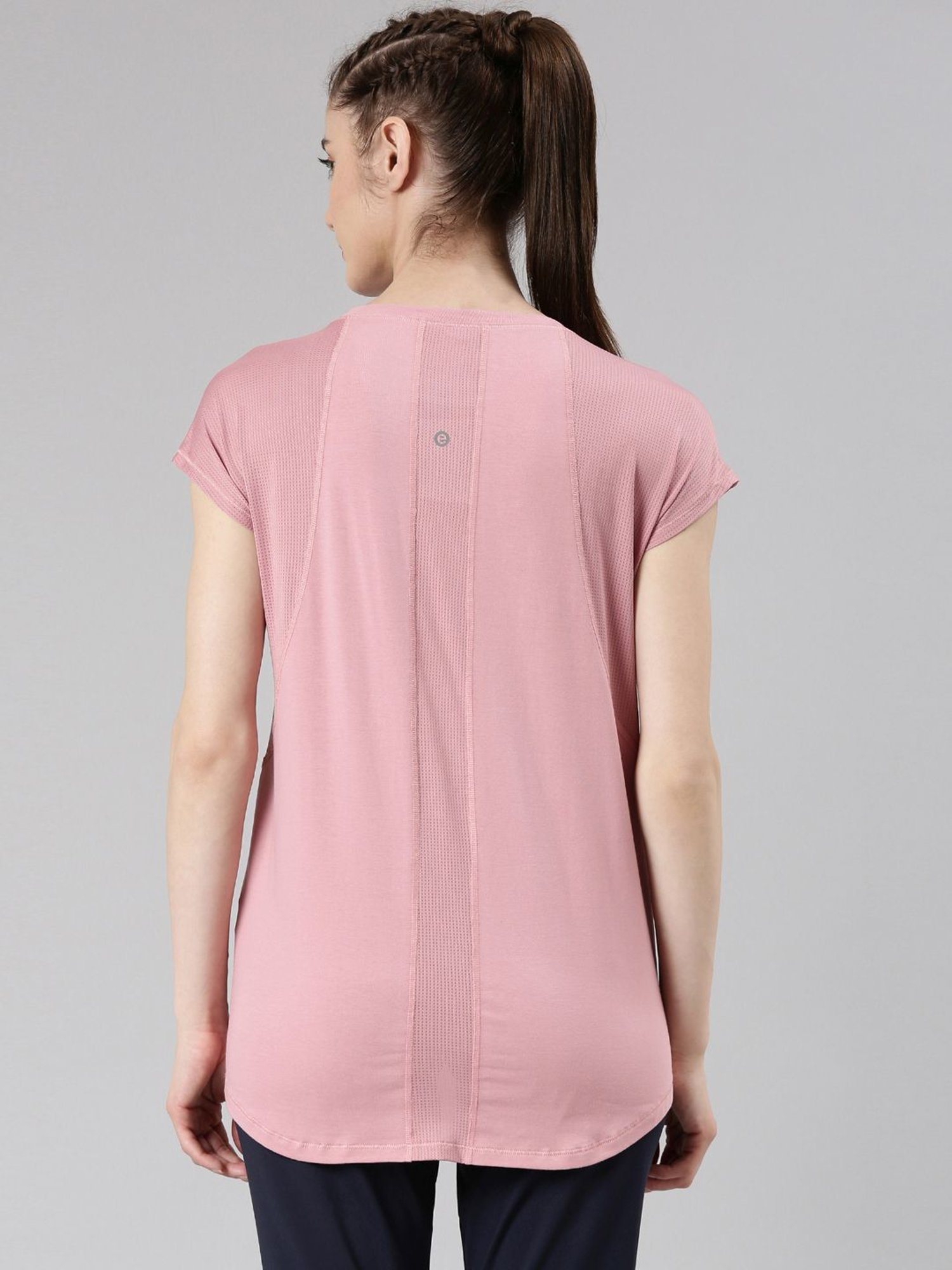 Enamor Rose Pink Cotton Graphic Print Sports T-Shirt