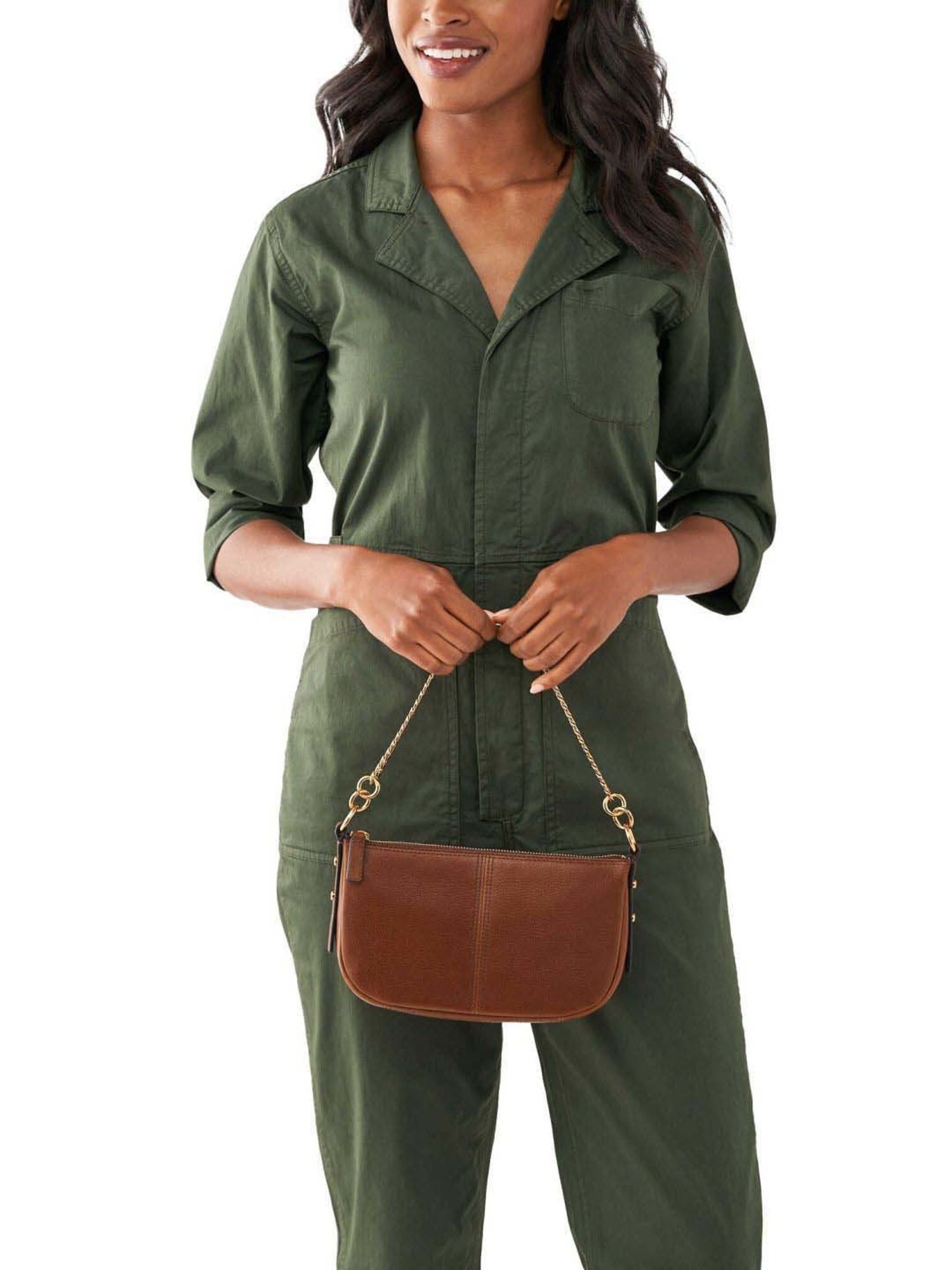 Fossil Jolie Brown Solid Medium Handbag