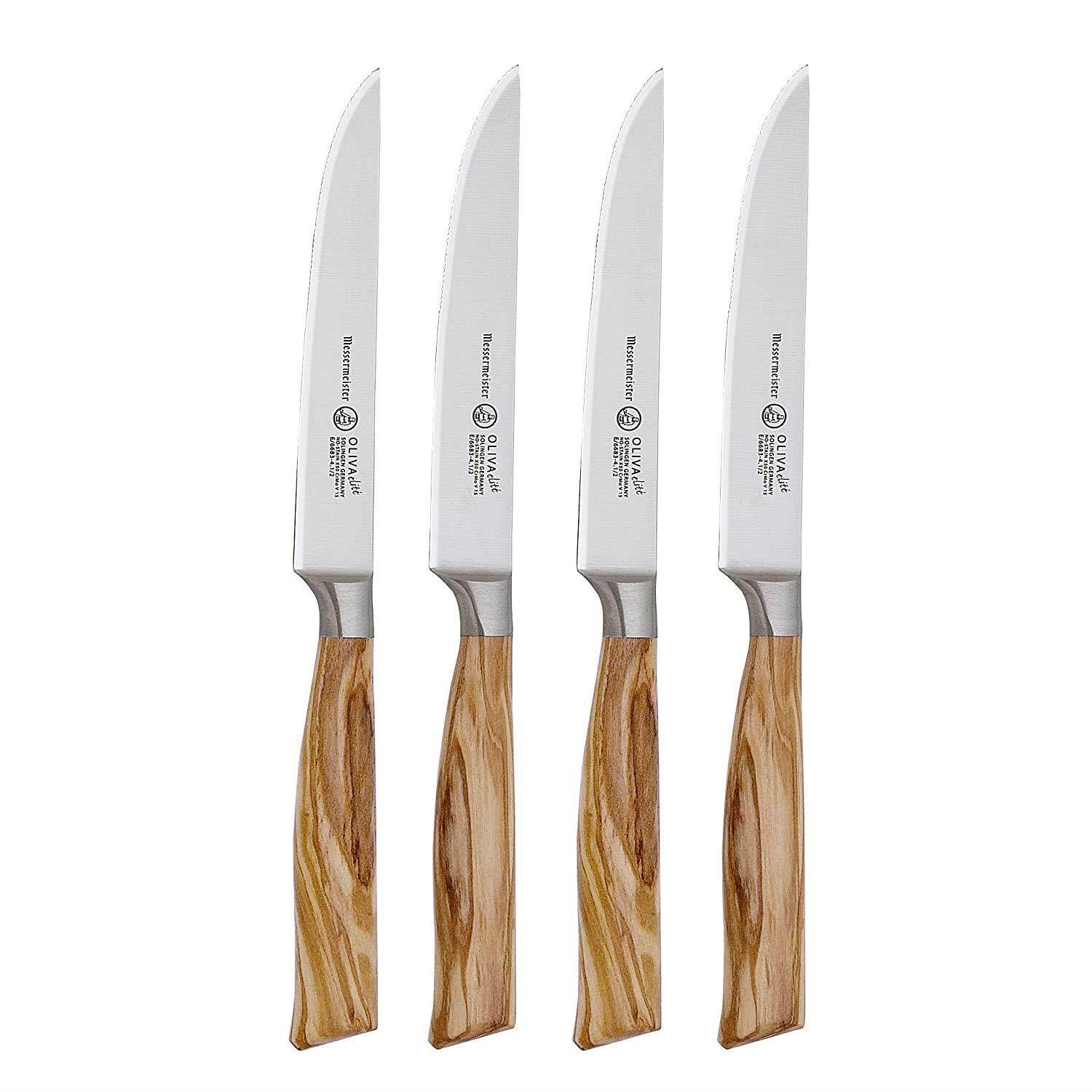 Messermeister Oliva Elite - 4 Pc. Multi-Edge Steak Knife Set