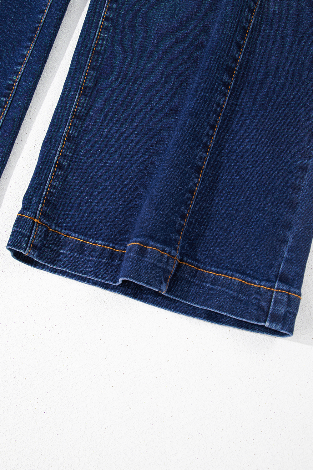 Dark Blue Plus Size Stitching Washed Flare Jeans