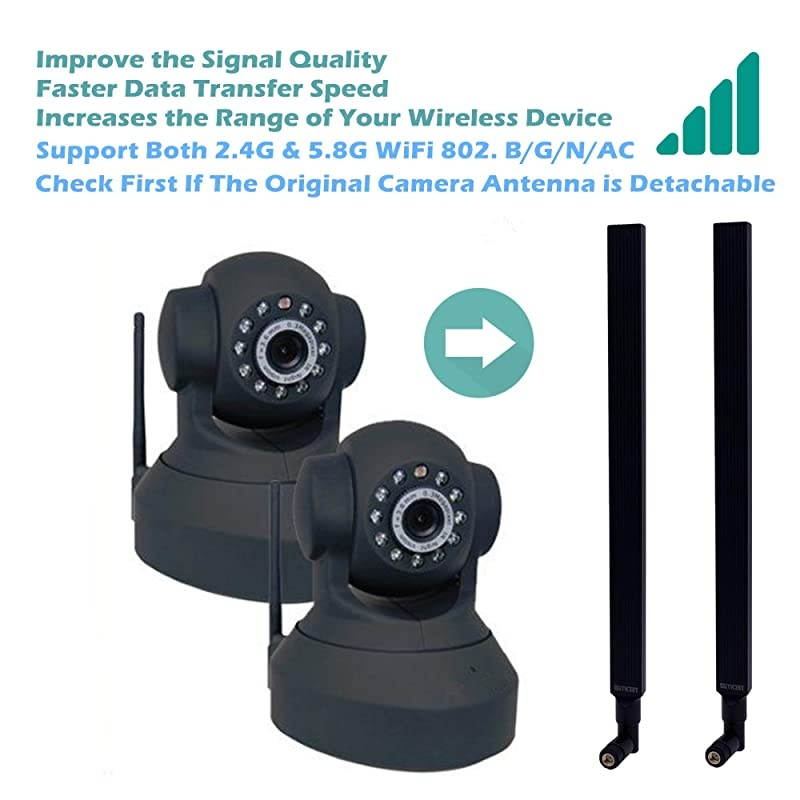 WiFi Antenna Dual Band 9 dBi 2458GHz for Router AP Security IP Camera USB Card Adapter PCI PCIe Cards Range Extender PC Desktop Drone PS4 Build RPSMA 2Pack