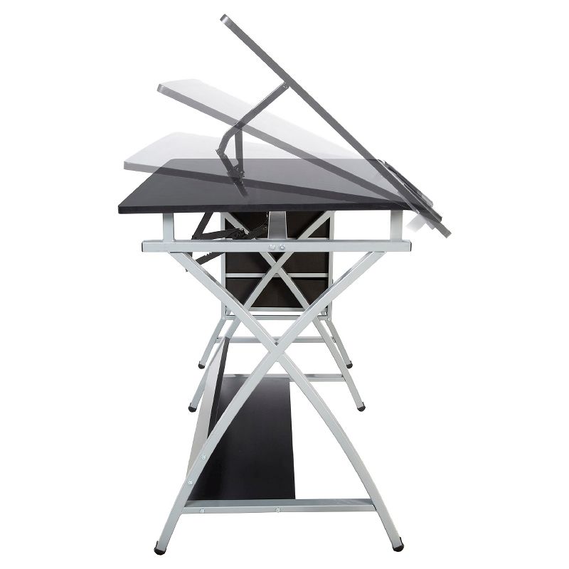 OneSpace 50-CS03 Craft Station with Stool in Black and Silver