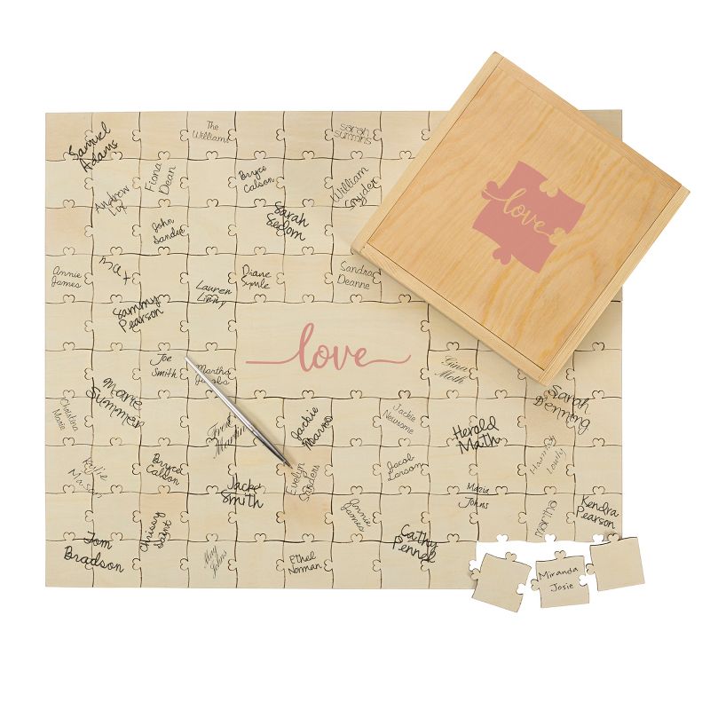 "Love" Wedding Guestbook Puzzle Tan