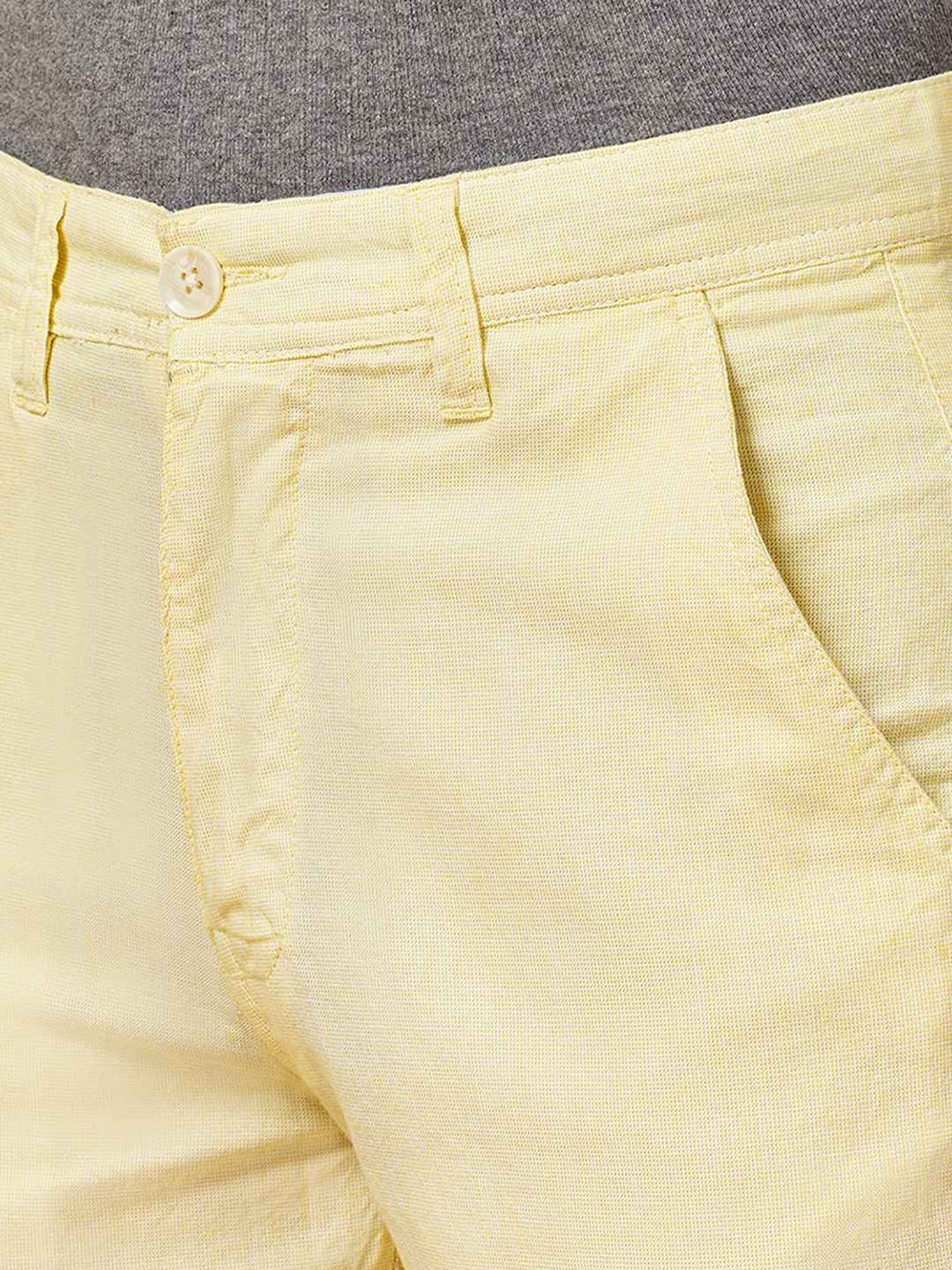 Byford by Pantaloons Pale Banana Cotton Slim Fit Texture Shorts