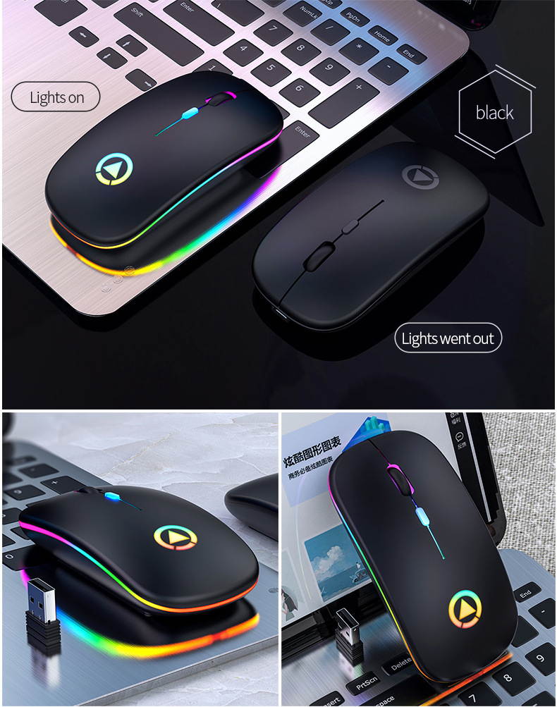Silent LED Backlit Mice USB Optical Ergonomic Gaming Mouse Rechargeable Mouse Wireless PC Computer Mouse Gamer Mouse For Laptop