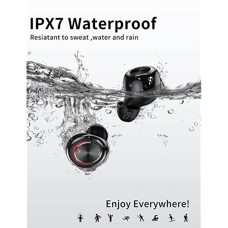 Wireless Earbuds  Bluetooth 50 in Ear Headphones with Wireless Charging Case Digital Intelligence LED Display IPX7 Waterproof Earphones Builtin Mic Headset with Deep Bass for Sports