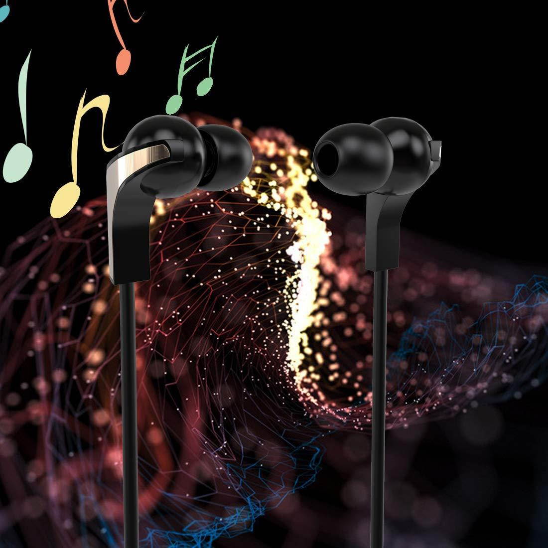 Plior Earphones Earbud in Ear Headphones with Microphone and Volume Control Headset for iPhone for Samsung for Android All 3.5mm Audio Plug Device Black