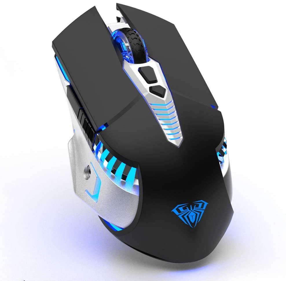 Wireless Gaming Mouse, with 800mAh Battery Rechargeable, LED Backlight, USB Receiver, Ergonomic Optical 2.4G Cordless Metal Mice for PC Laptop, Tablet, Desktop Computer Games/Work (Pink)