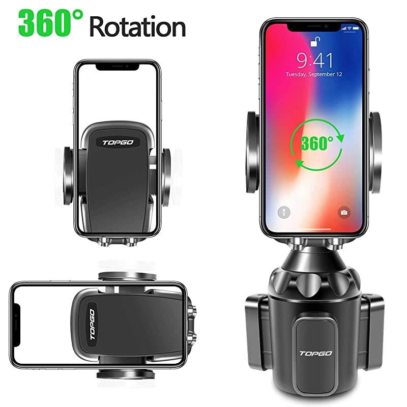 Adjustable Pole Automobile Cup Holder Smart Phone Cradle Car Mount for iPhone 12 Pro/XR/XS Max/X/11/8/7 Plus/6s/Samsung S10 /Note 9/S8 Plus/S7 Edge(Black, 11inch)