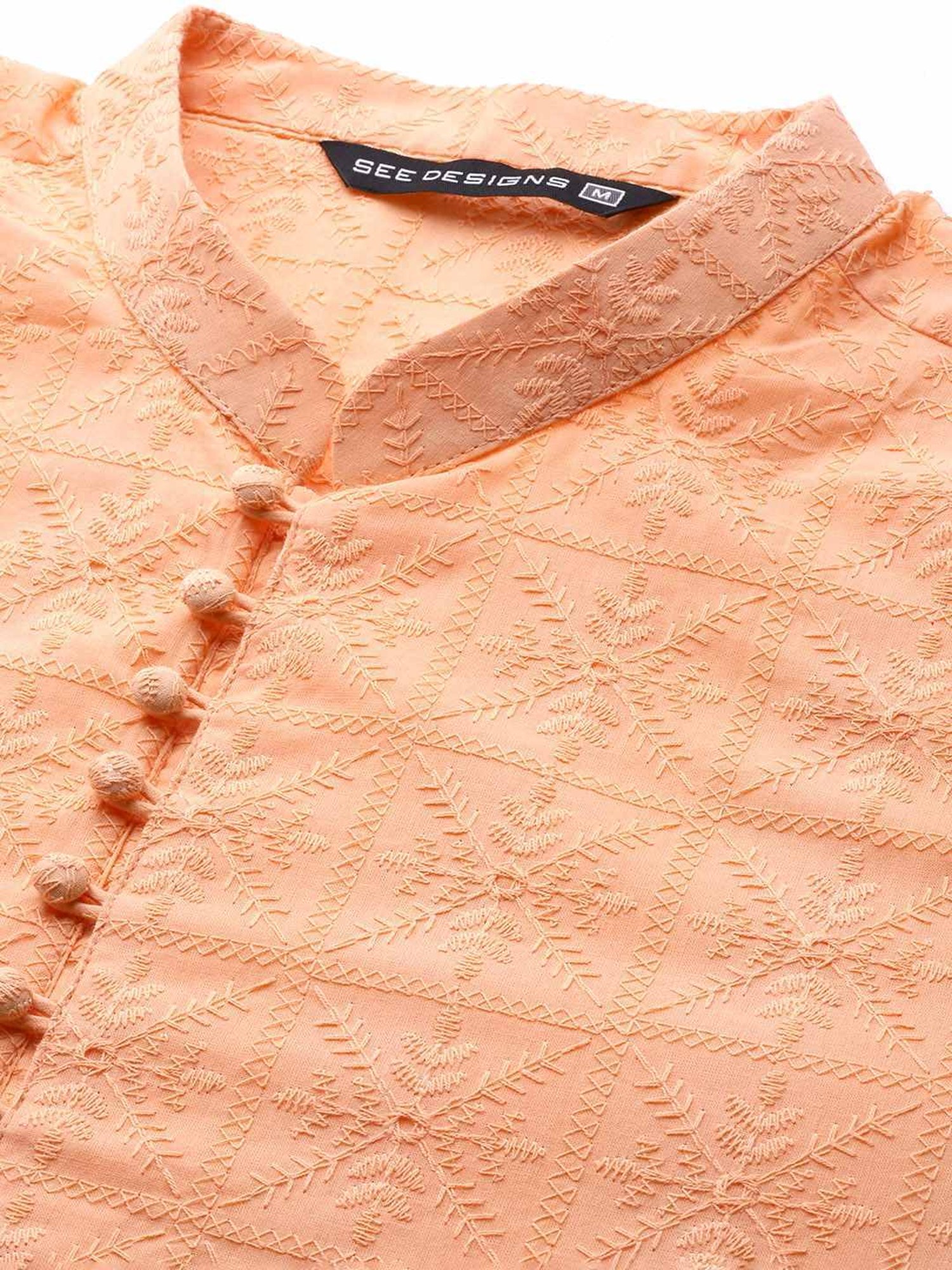 Sanwara White Regular Fit Chikankari Kurta & Churidar Set