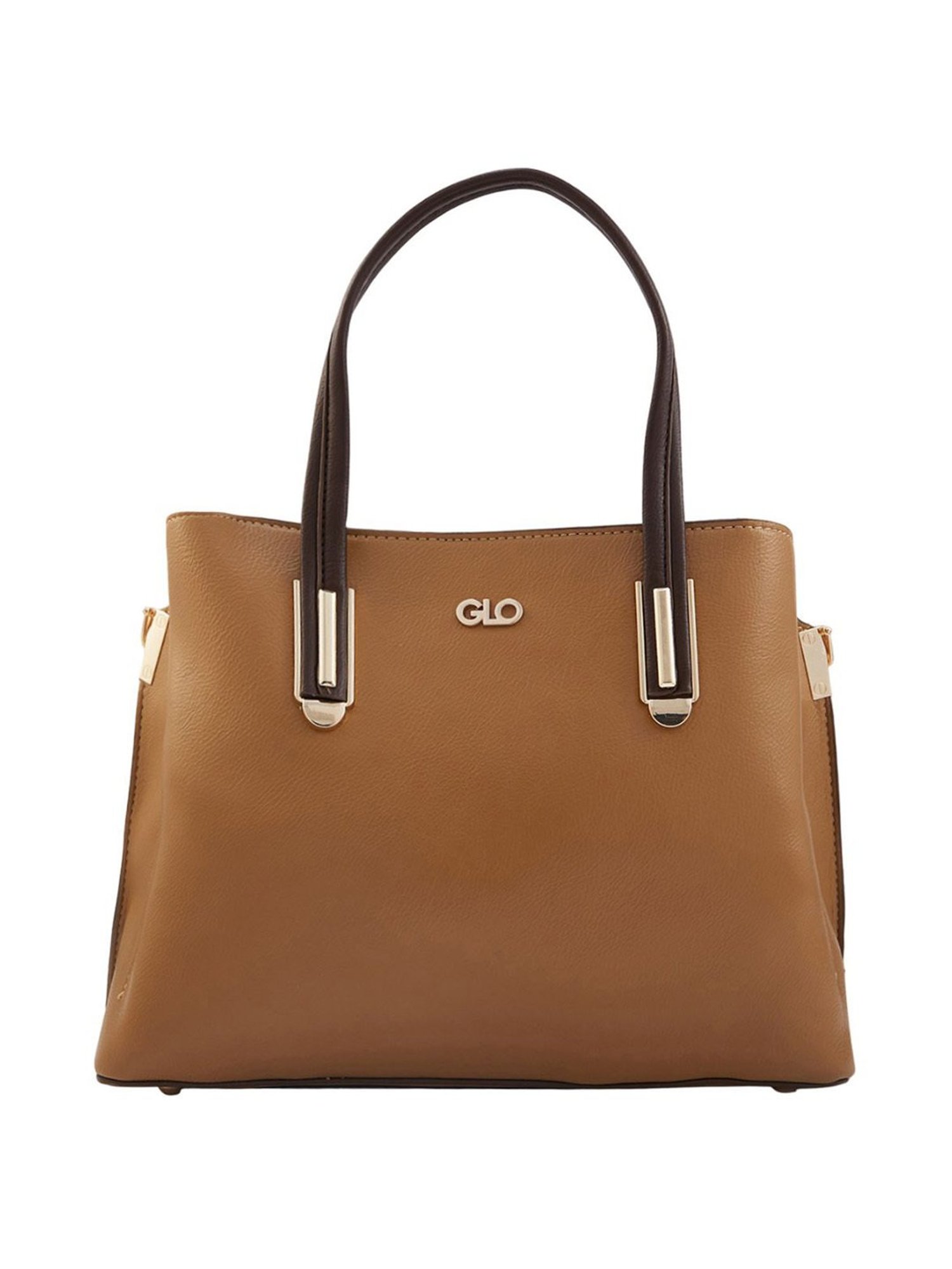 Globus Tan PU Solid Handbag