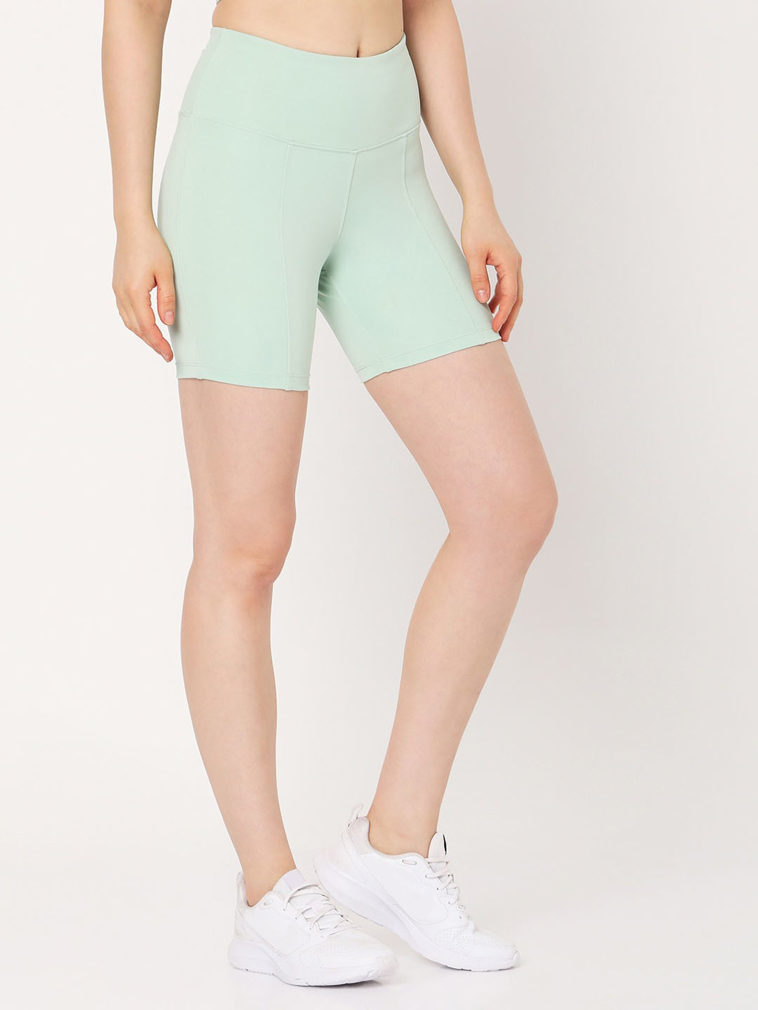 SILVERTRAQ Sea Green Polyester Relaxed Fit Cycling Shorts