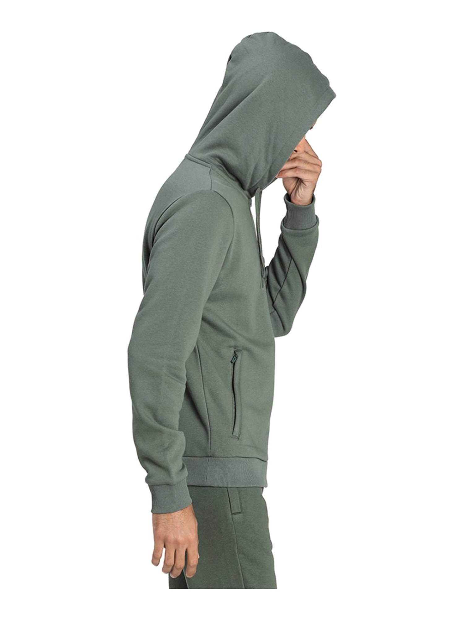 Puma Green Cotton Regular Fit Hooded Jacket