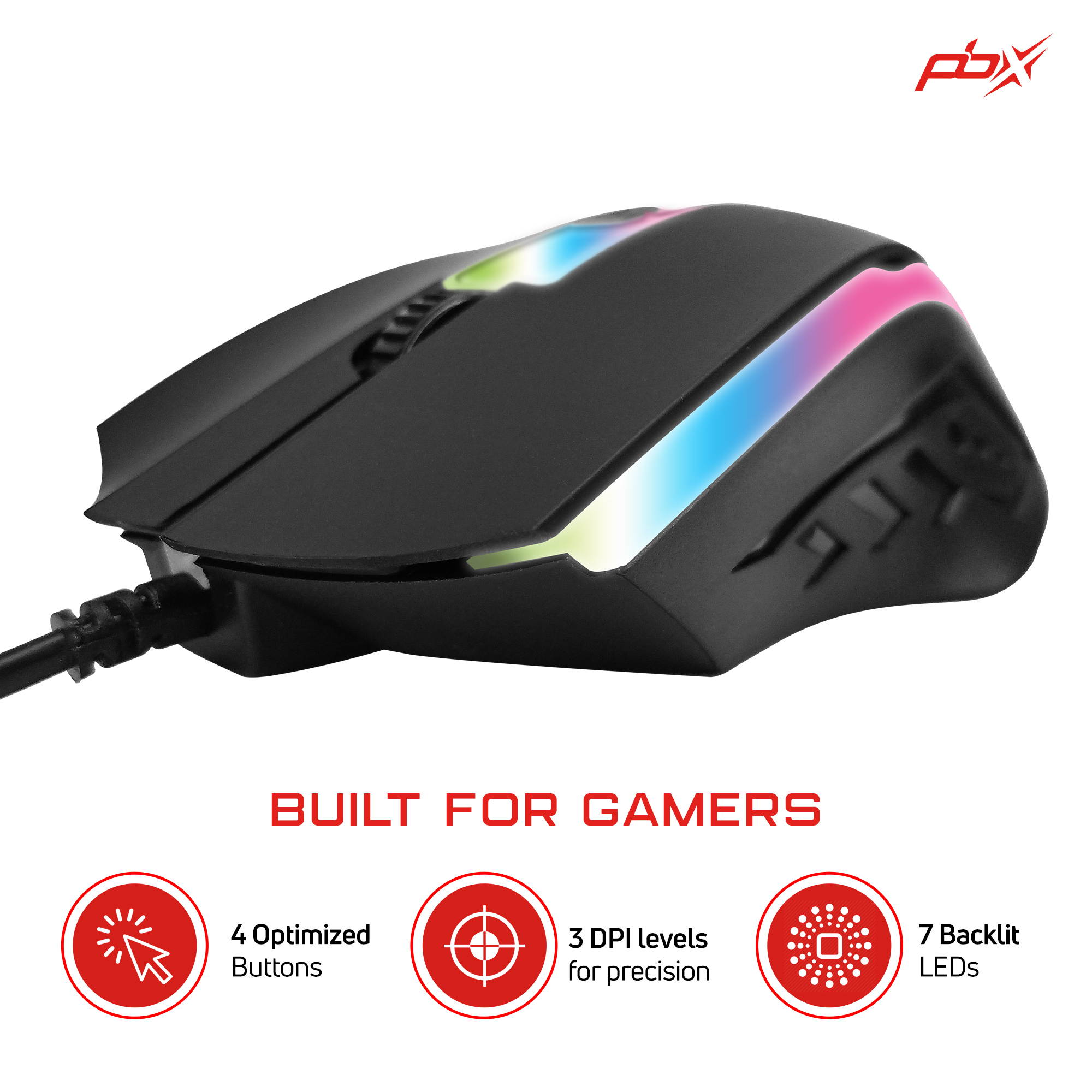 PBX 4-in-1 Pro Gaming Combo Kit &ndash; Wired Backlit Tactile Keyboard and Gaming Mouse, with Mousepad and Gaming Headset - Computer Gamers Hardware Setup and Accessories &ndash; Best Gift for Gamers