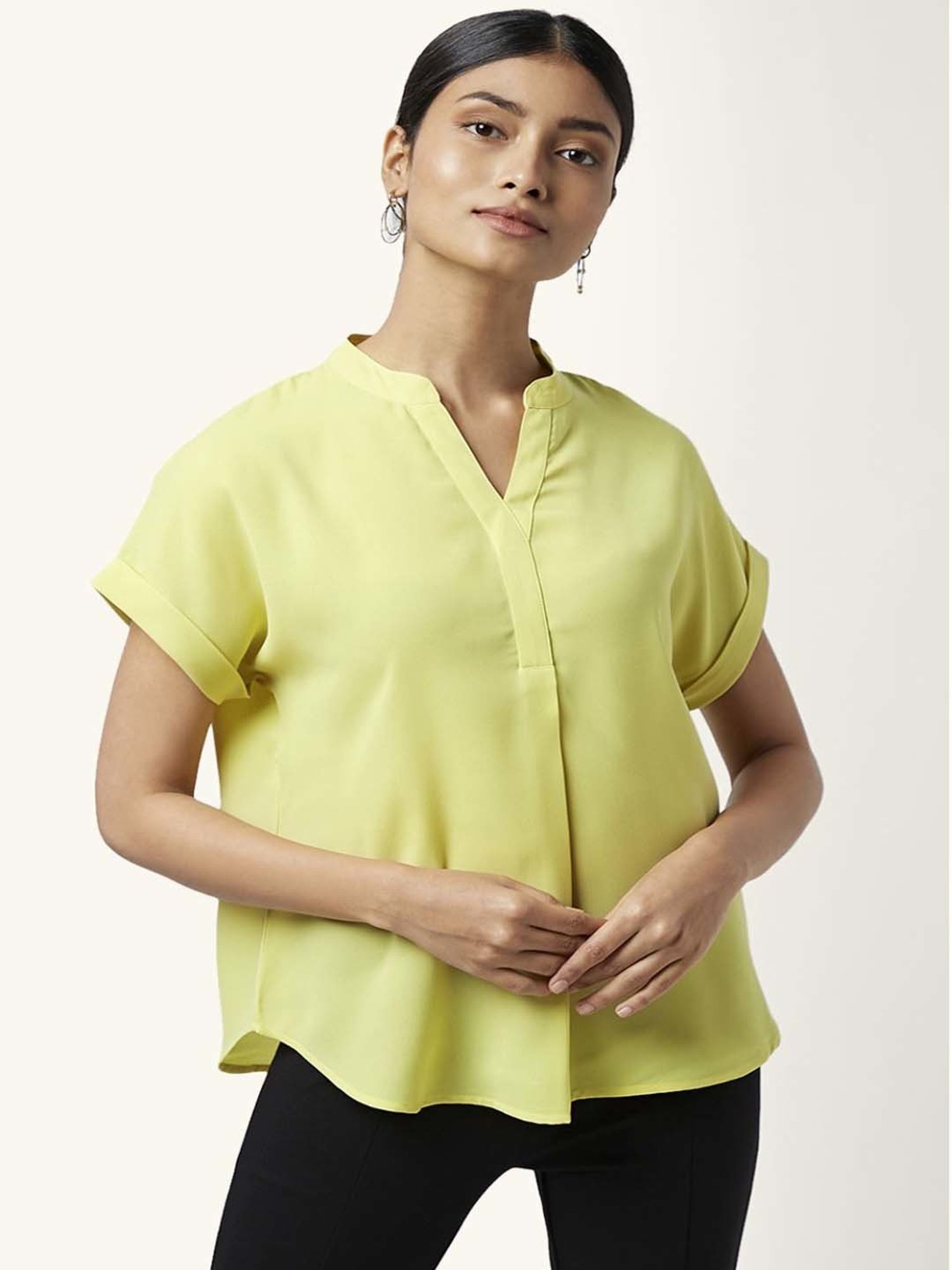 Annabelle by Pantaloons Lime Yellow Regular Fit Top