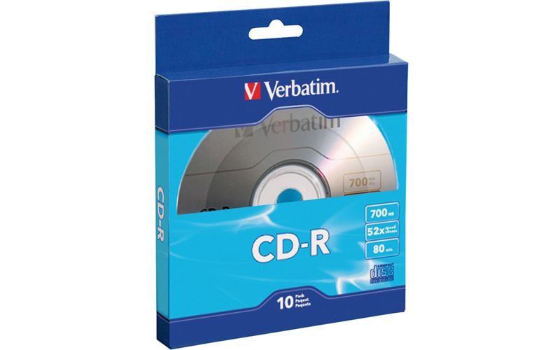 Verbatim CD-R 700MB 52X with Branded Surface - 10pk Bulk Box - 120mm - 1.33 Hour Maximum Recording Time