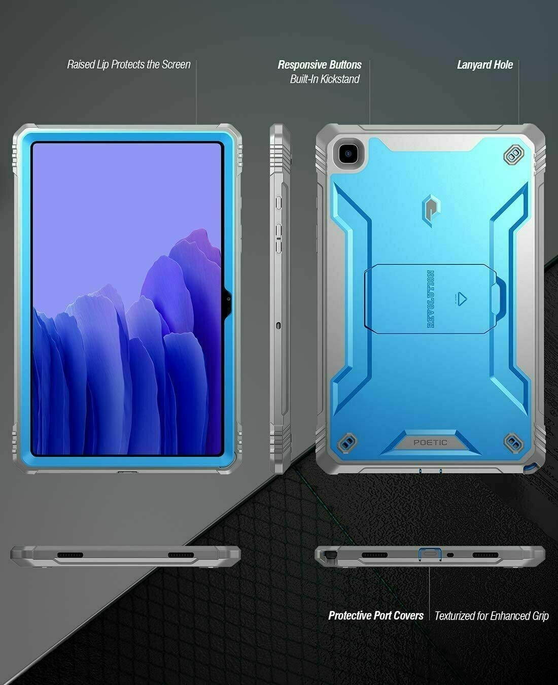 Samsung Galaxy Tab A7 (2020) Tablet Case,Poetic with Kicks-tand Cover Blue