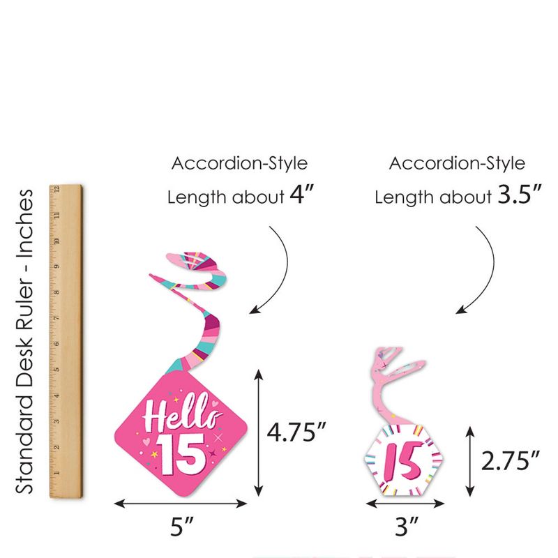 Big Dot of Happiness Girl 15th Birthday - Teen Birthday Party Hanging Decor - Party Decoration Swirls - Set of 40