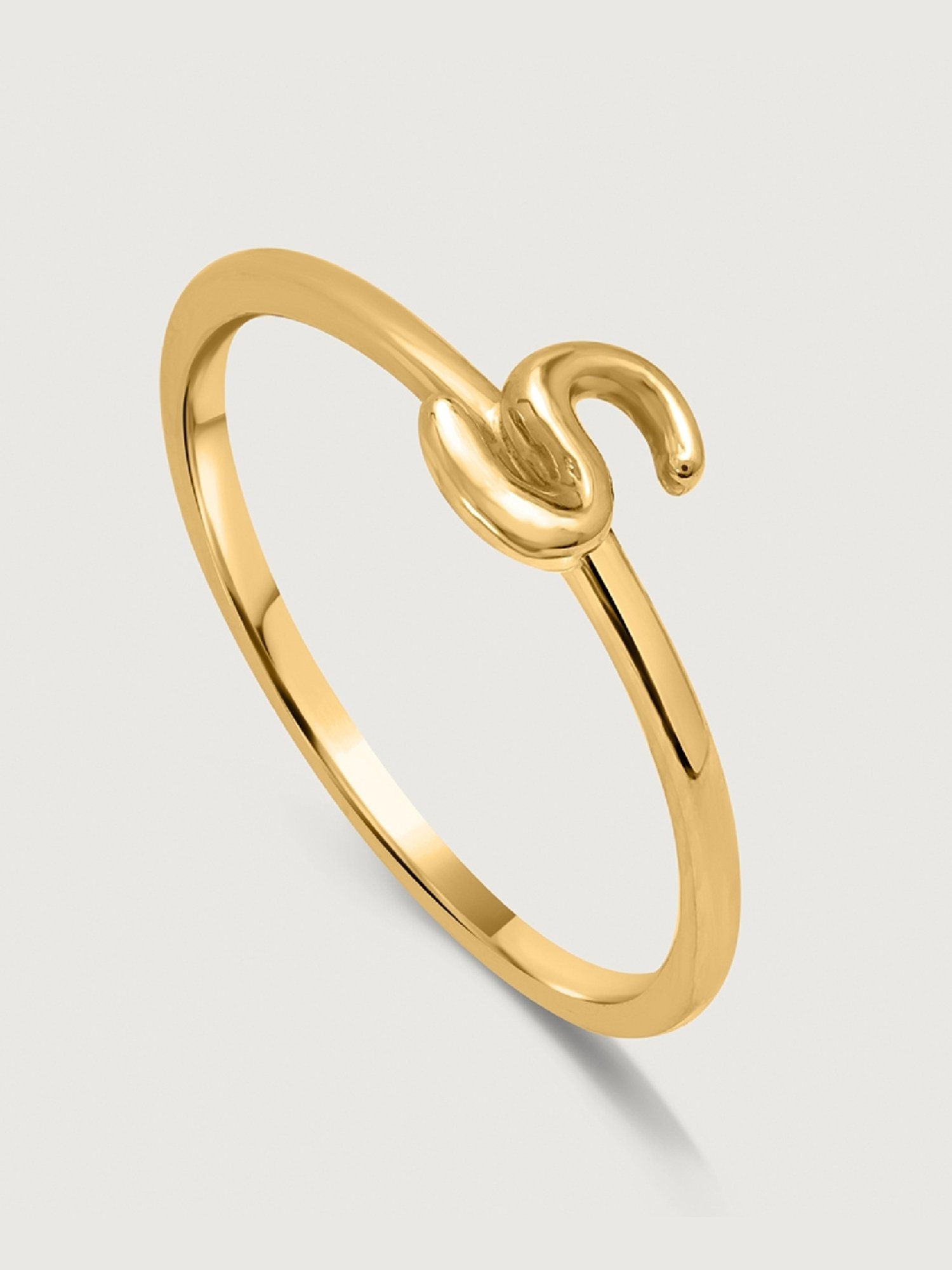 Mia by Tanishq Letter S 14k Yellow Gold Initial Ring