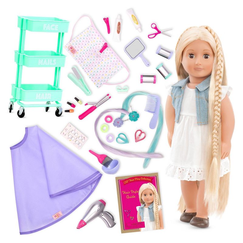 Our Generation Phoebe & Berry Nice Salon Bundle 18" Fashion Doll with Hair Play Set