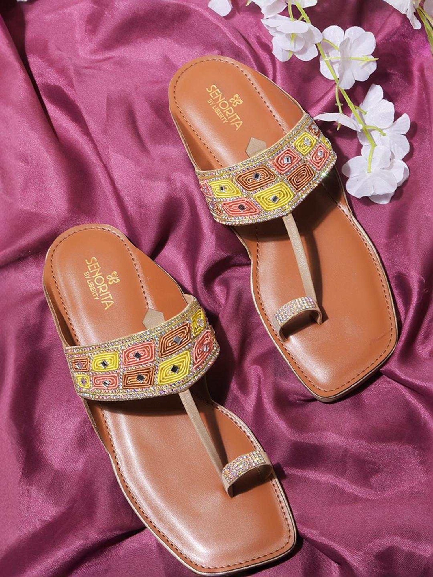 Senorita by Liberty Women's Rose Gold Kolhapuri Sandals