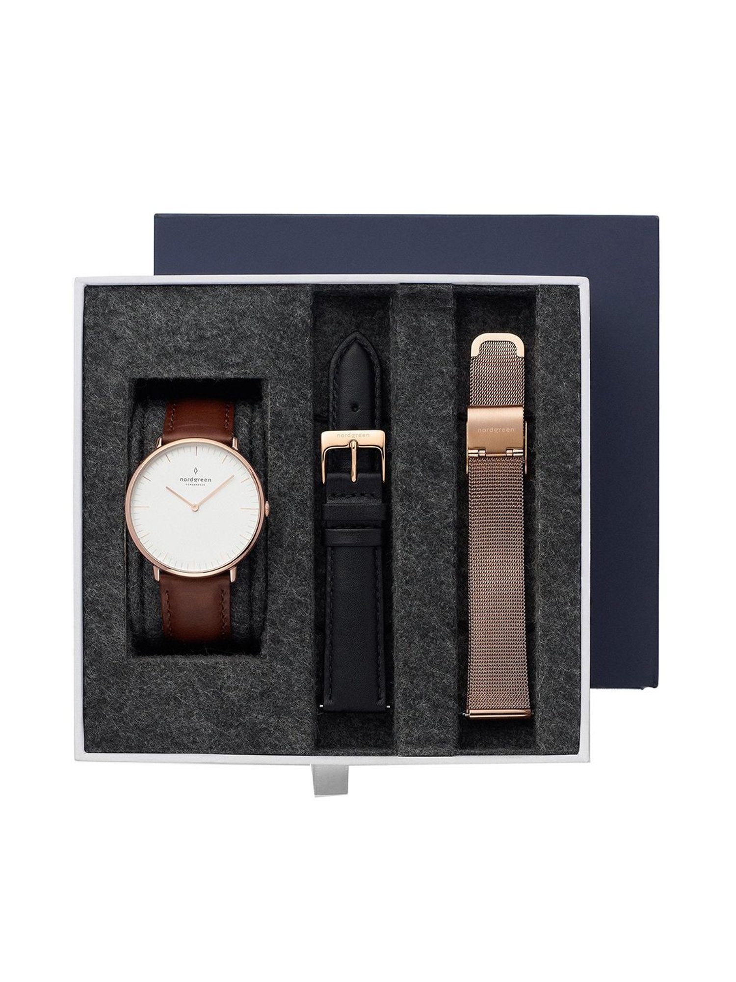 Nordgreen NR32RGXXLEBRLEBLMERO Native-Bundle Unisex Analog Watch with Strap Set Combo