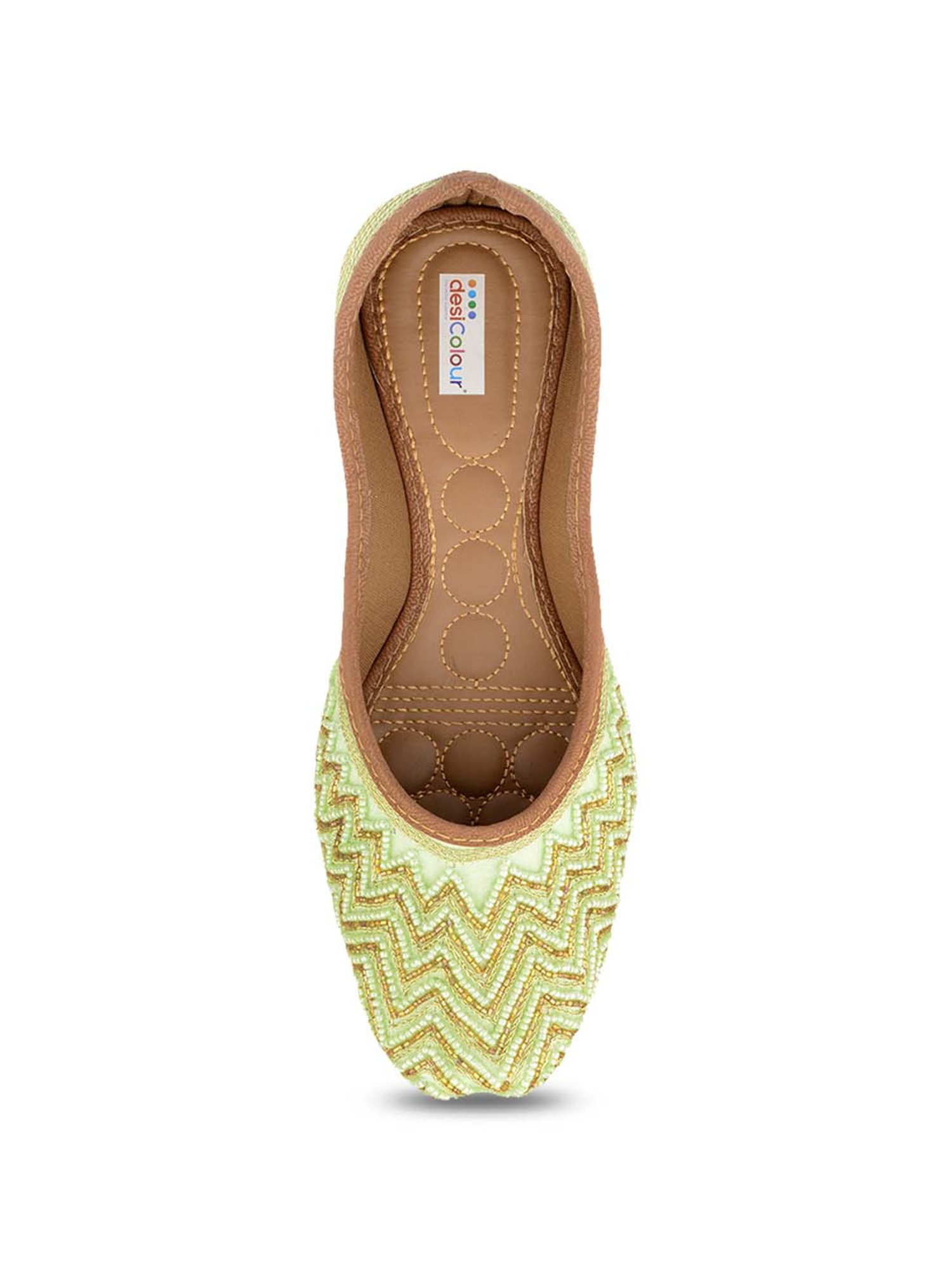 Desi Colour Women's Tea Green Ethnic Juttis