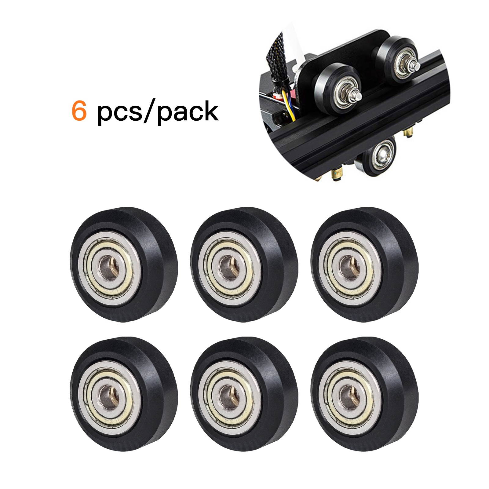 Aibecy 6pcs 3D Printer Parts POM Pulley Wheel 625zz Idler Pulley Gear Passive Round Wheel Compatible with Creality Ender 3 CR-10 CR-10S