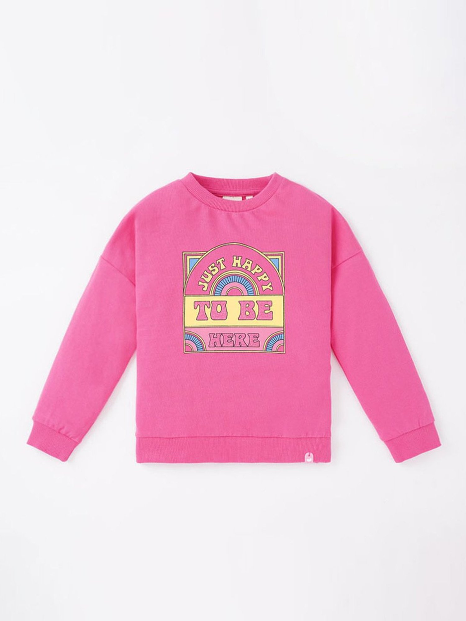 Ed-a-Mamma Kids Pink & Yellow Cotton Printed Full Sleeves Sweatshirt