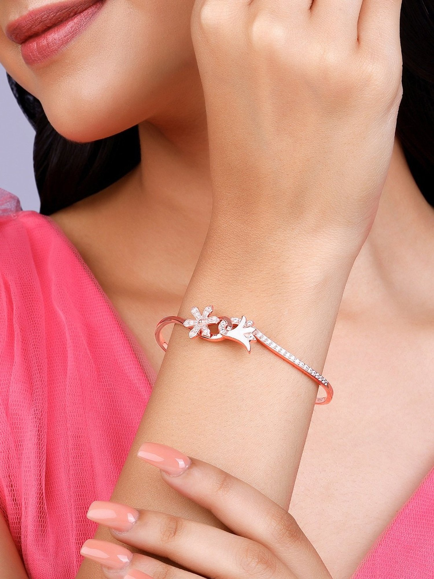 GIVA 925 Sterling Silver Bhumi Embracing Musli Flexible Fit Bracelet For Women