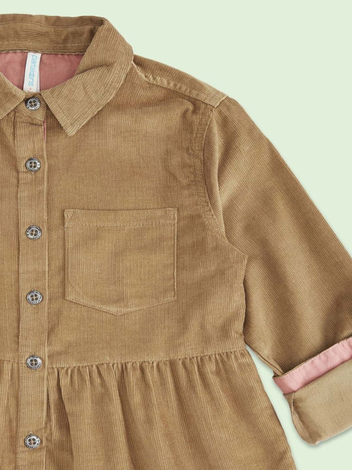 Pantaloons Junior Kids Beige Cotton Regular Fit Full Sleeves Dress