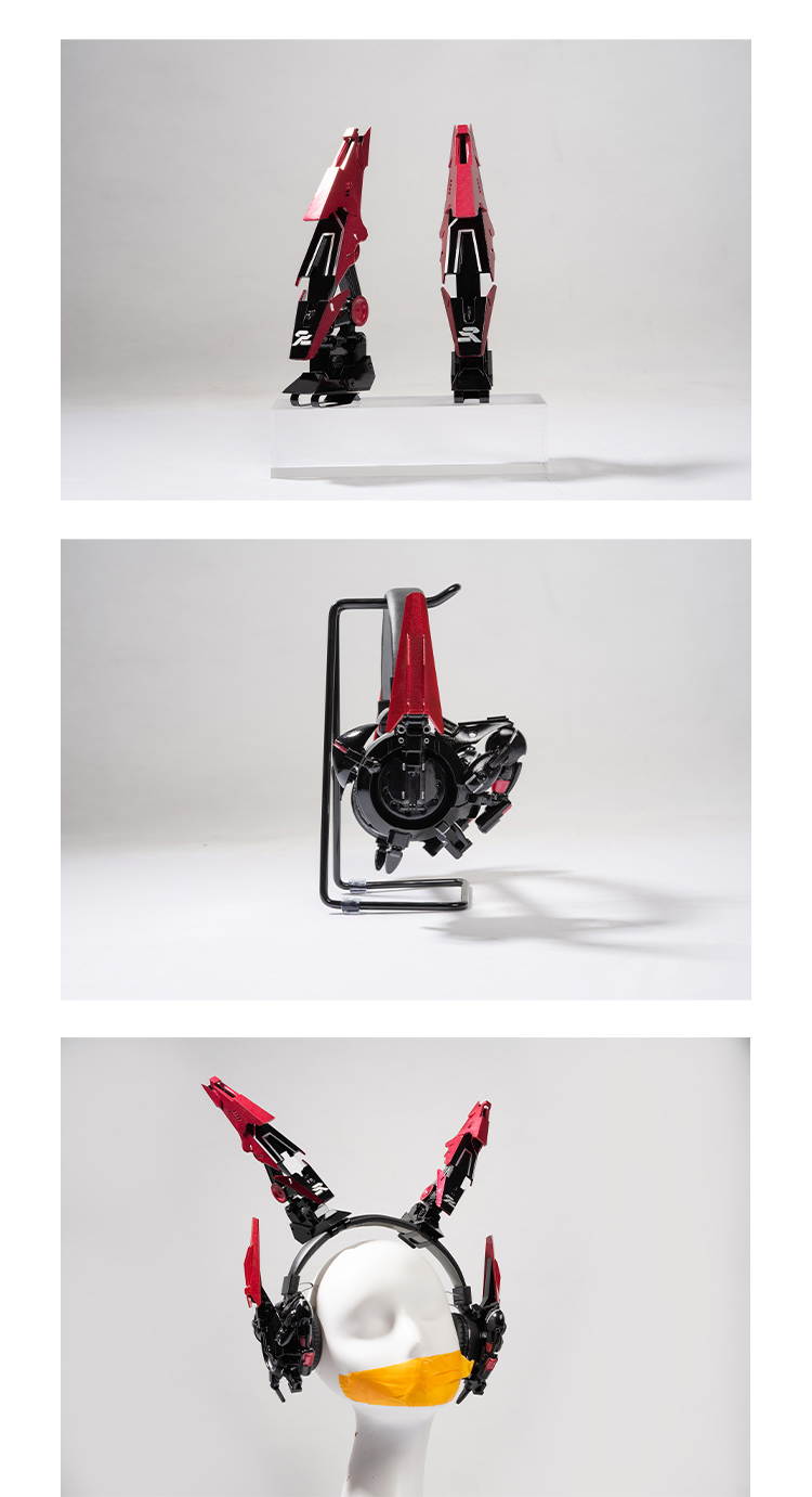 ALAMENGDA 3D Printing Hand-Painted Mech-Shaped Headset, Suitable for Game Live Broadcast, COSPLAY