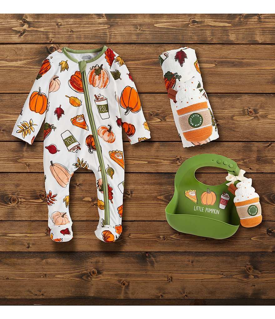 Mud Pie Baby Pumpkin Spice Bib & Rattle Set
