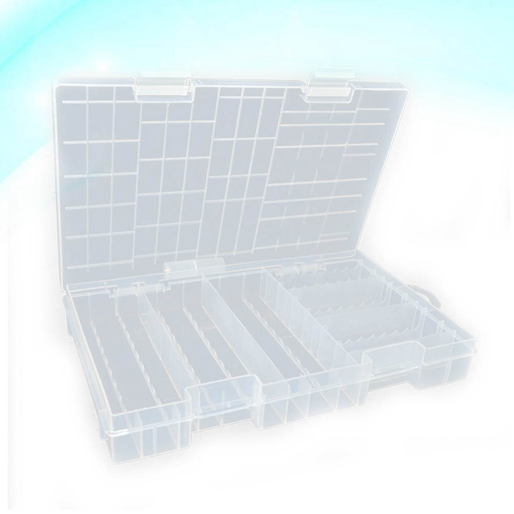 Transparent Portable Battery Organizer Storage Case Holder Double-layer Battery Storage Box Rack For 18650 26650 AA AAA Battery (Transparent)