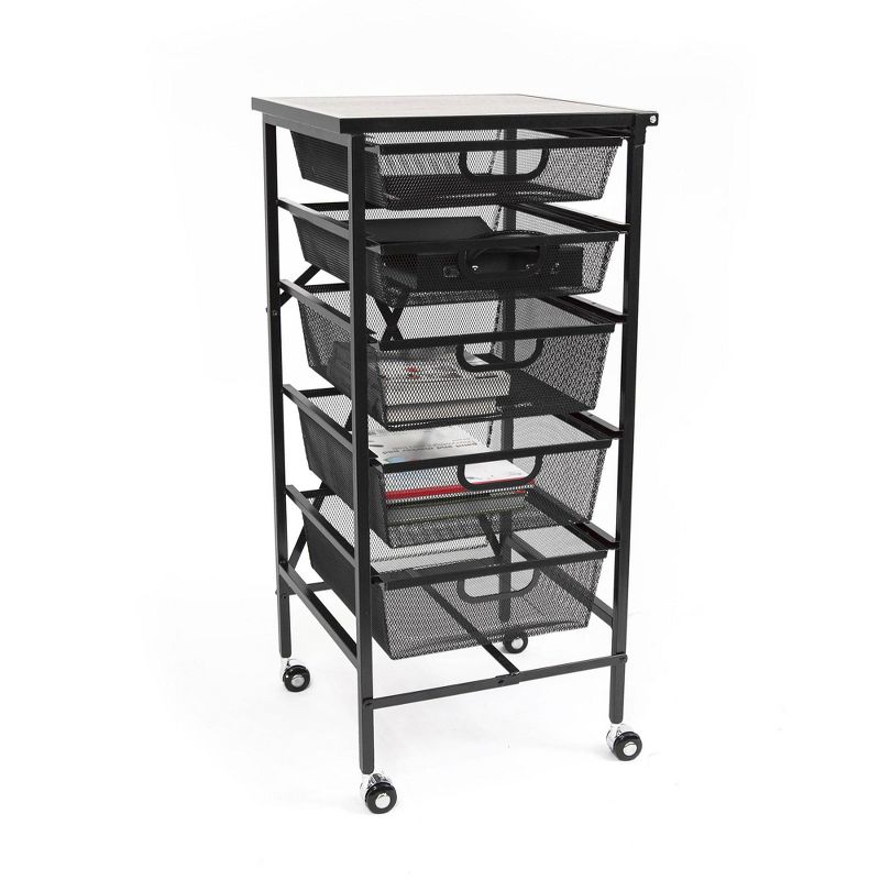 Homz Plastic 6 Clear Drawer Medium Home Storage Container Tower with 4 Large Drawers and 2 Small Drawers, Black Frame